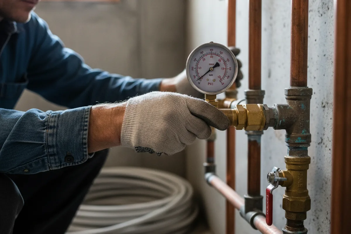 Pressure testing a repaired line during Water Line Repair in Salina