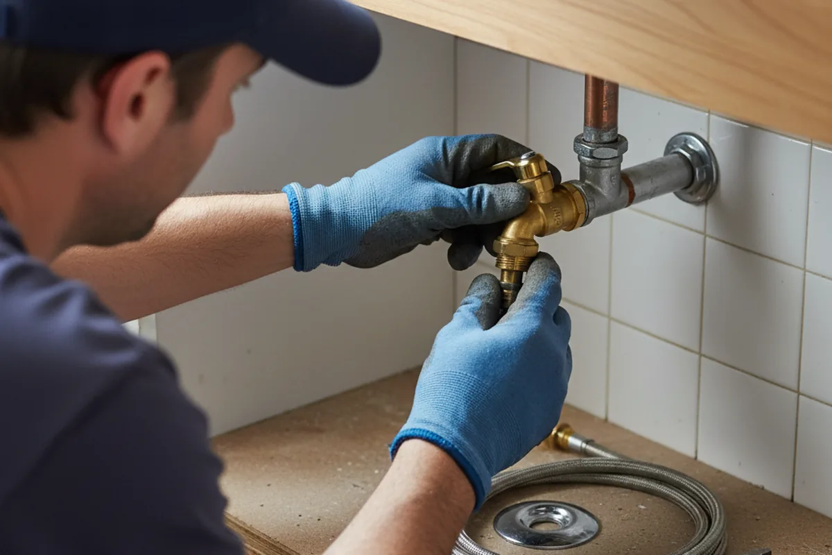 Shutoff valve and fitting work during Emergency Plumbing in Salina